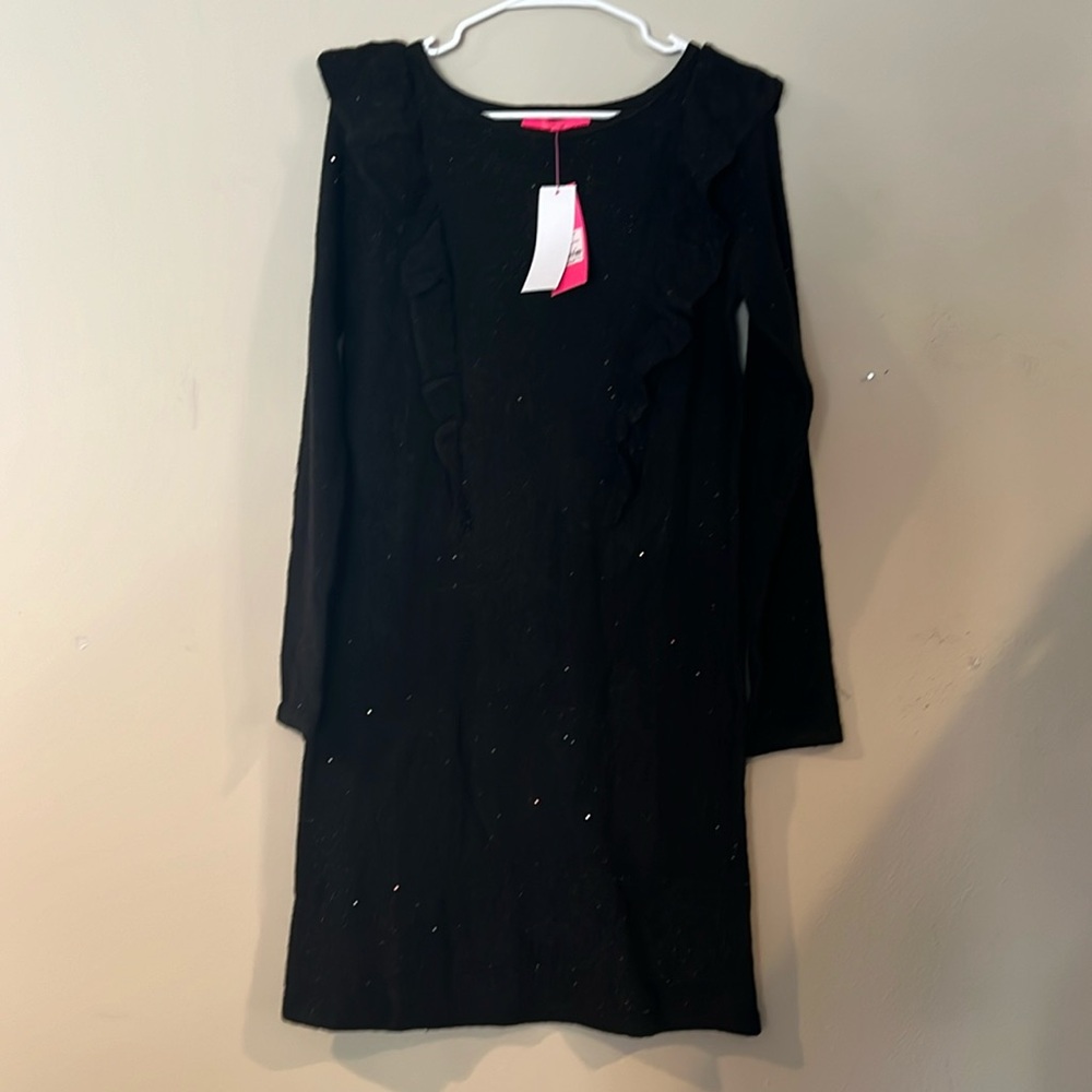 NWT Lilly Pulitzer Ruth Sequin Sweater Dress in Black Metallic, size M